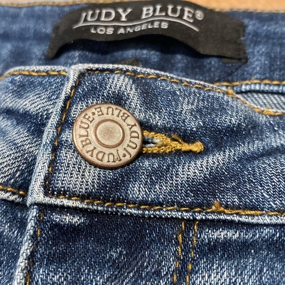 Judy Blue High Rise  Raw Hem Tuxedo Stripe Blue Jeans Size 28 - Picture 9 of 13